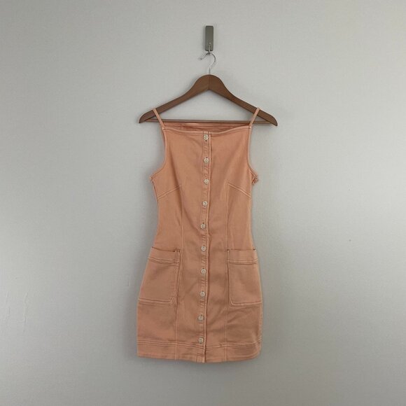 Anthropologie Maeve High Square Neck Button Front Denim Dress Size XS - Picture 1 of 6